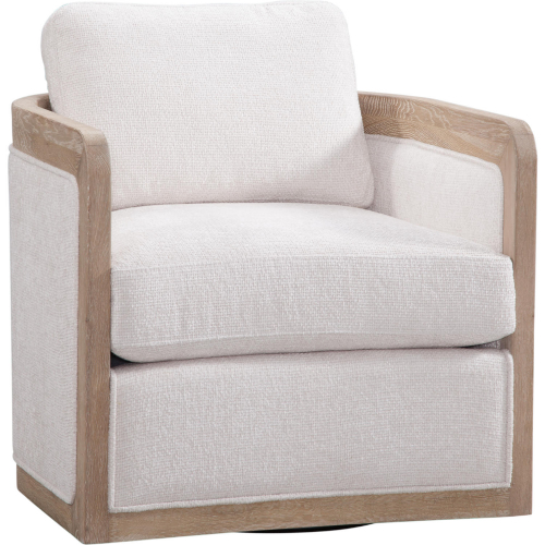 Buena Vista Swivel Accent Chair in Norse Bone Fabric & Gray Wood